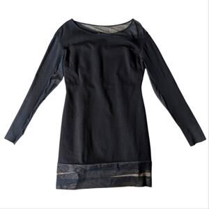 BCBG Maxazria Women's Black Long Sleeve Mesh Bodycon Whimsigoth Stretch Dress